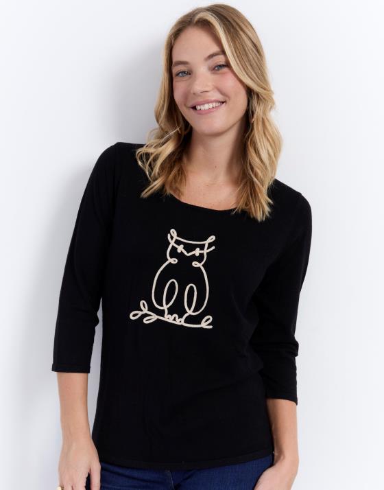 Pull RIU Avec Détail Dentelle - Taille T1, Couleur Bleu Et Noir, Occasion Très Bon état