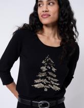 Pull fin uni décoré