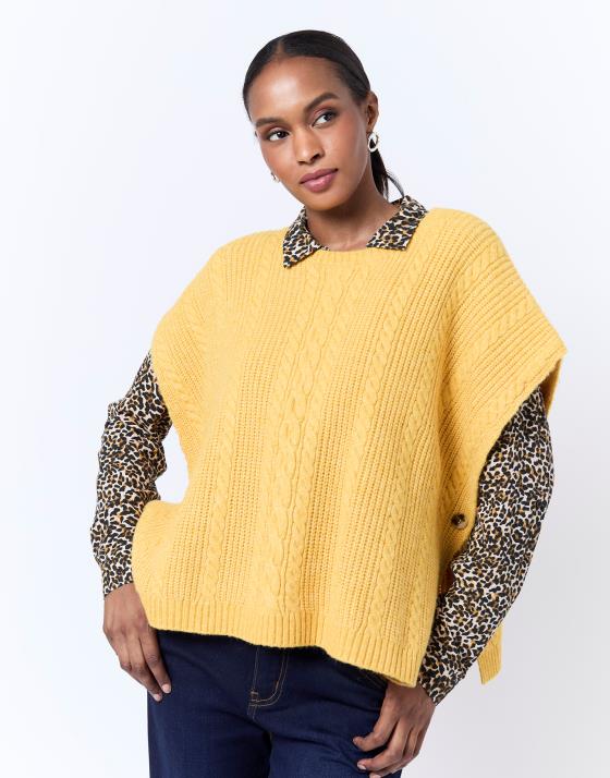 Pull épais court en mélange laine uni