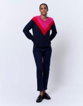 Pull épais en mélange laine color bloc