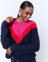 Pull épais en mélange laine color bloc