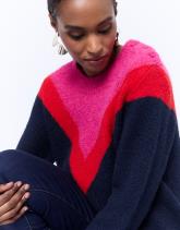 Pull épais en mélange laine color bloc