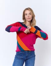 Pull fin en mélange cachemire color bloc