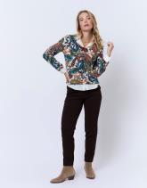 Pull fin en mélange cachemire imprimé