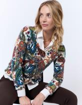 Pull fin en mélange cachemire imprimé