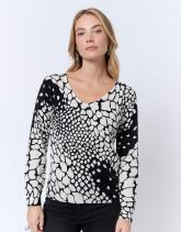 Pull fin en mélange cachemire imprimé