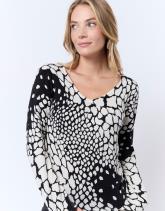 Pull fin en mélange cachemire imprimé