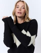 Pull épais en mélange laine color bloc