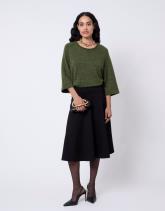 Pull épais court en mélange laine uni