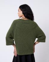 Pull épais court en mélange laine uni
