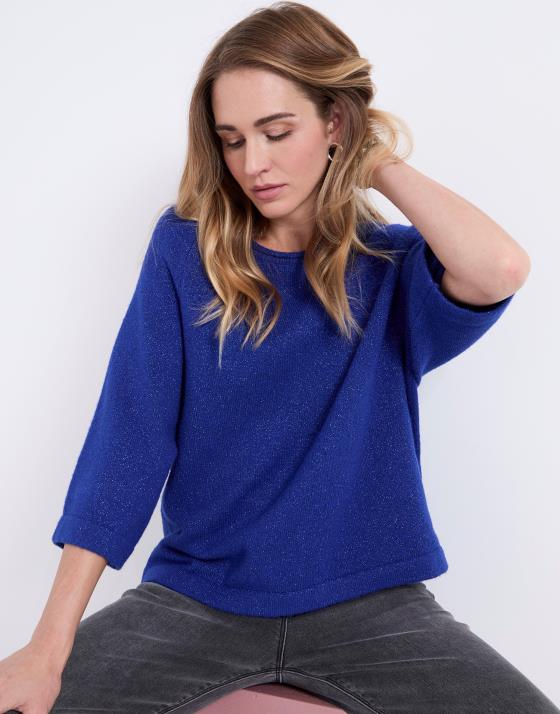 Pull épais court en mélange laine uni