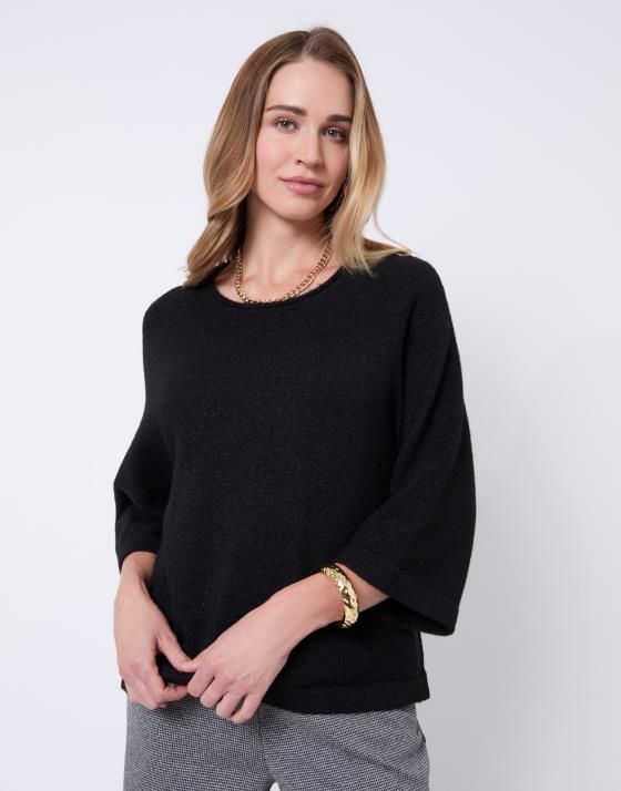 Pull épais court en mélange laine uni