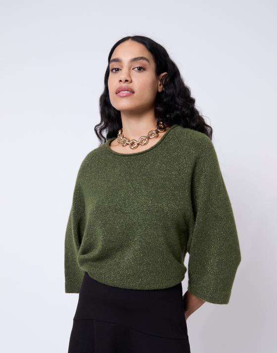 Pull épais court en mélange laine uni