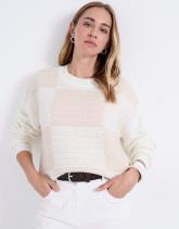 Pull épais en mélange laine bicolore