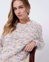 Pull épais court multicolore