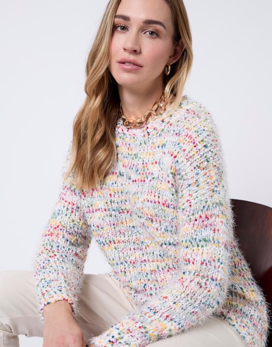 Pull épais court multicolore