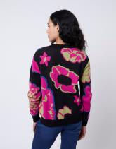 Pull épais Jacquard motif fleurs