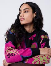 Pull épais Jacquard motif fleurs