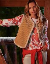 Pull épais imprimé à fleurs