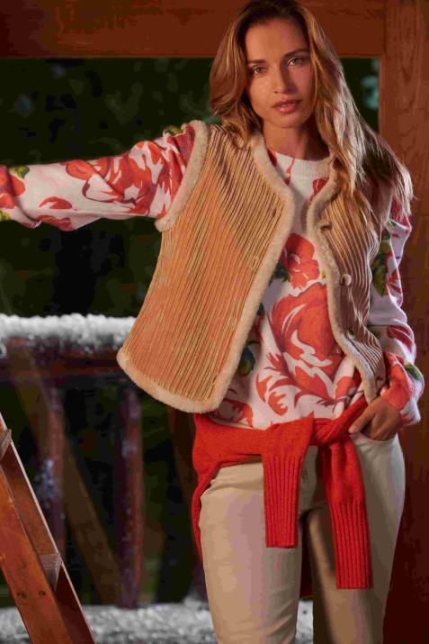 Pull épais imprimé à fleurs