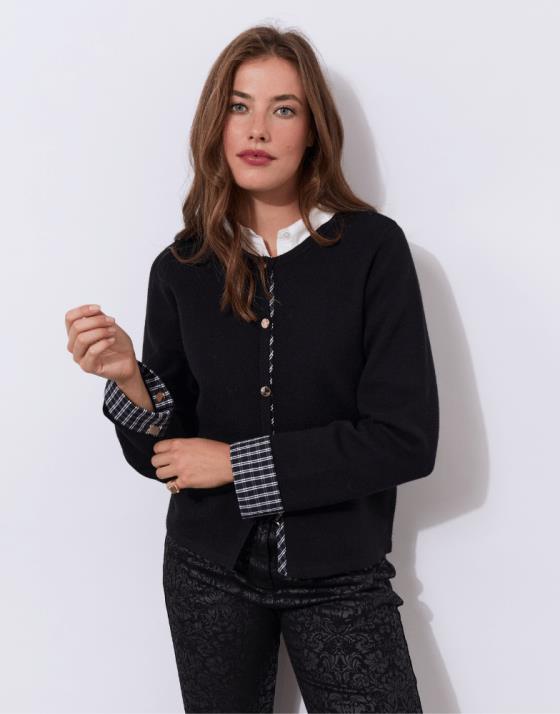 Gilet bi-matière uni décoré