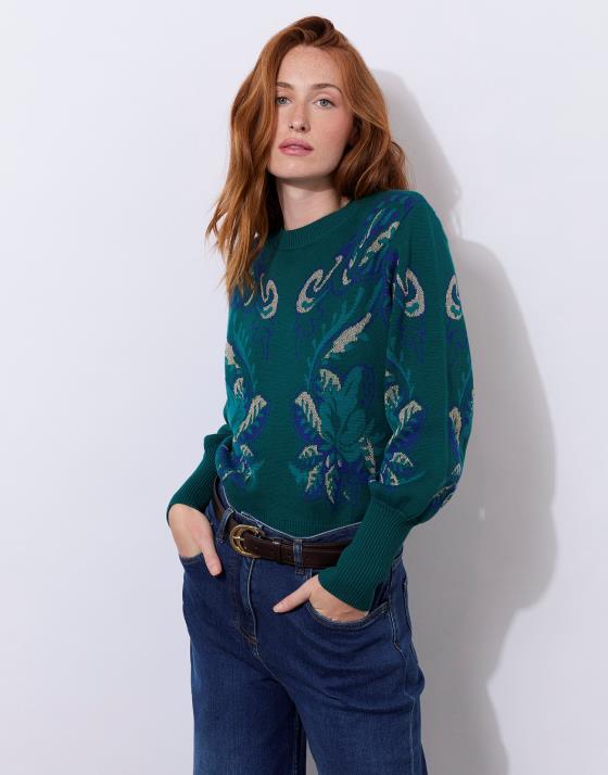 Pull épais en mélange coton jacquard