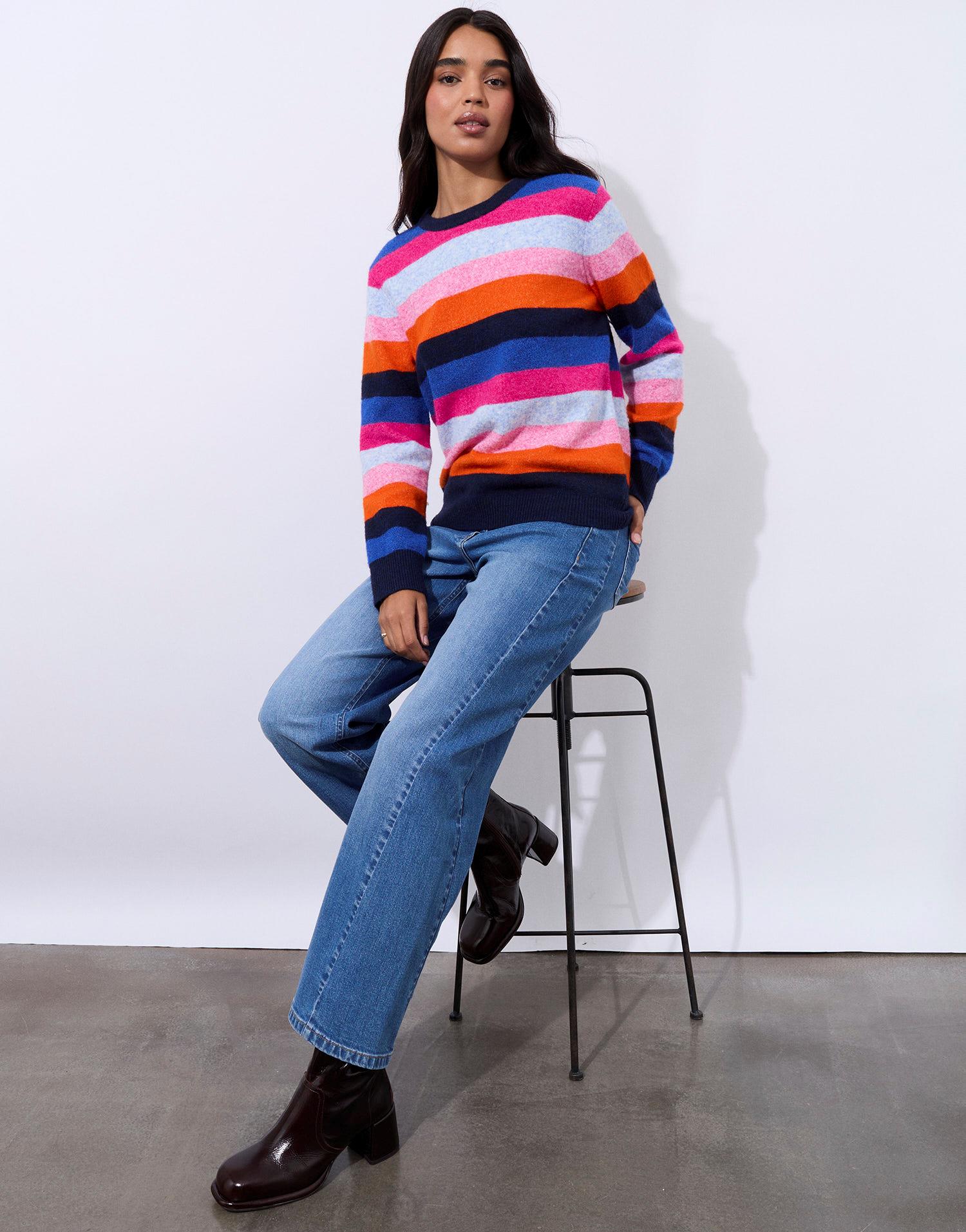Pull épais en mélange laine rayé