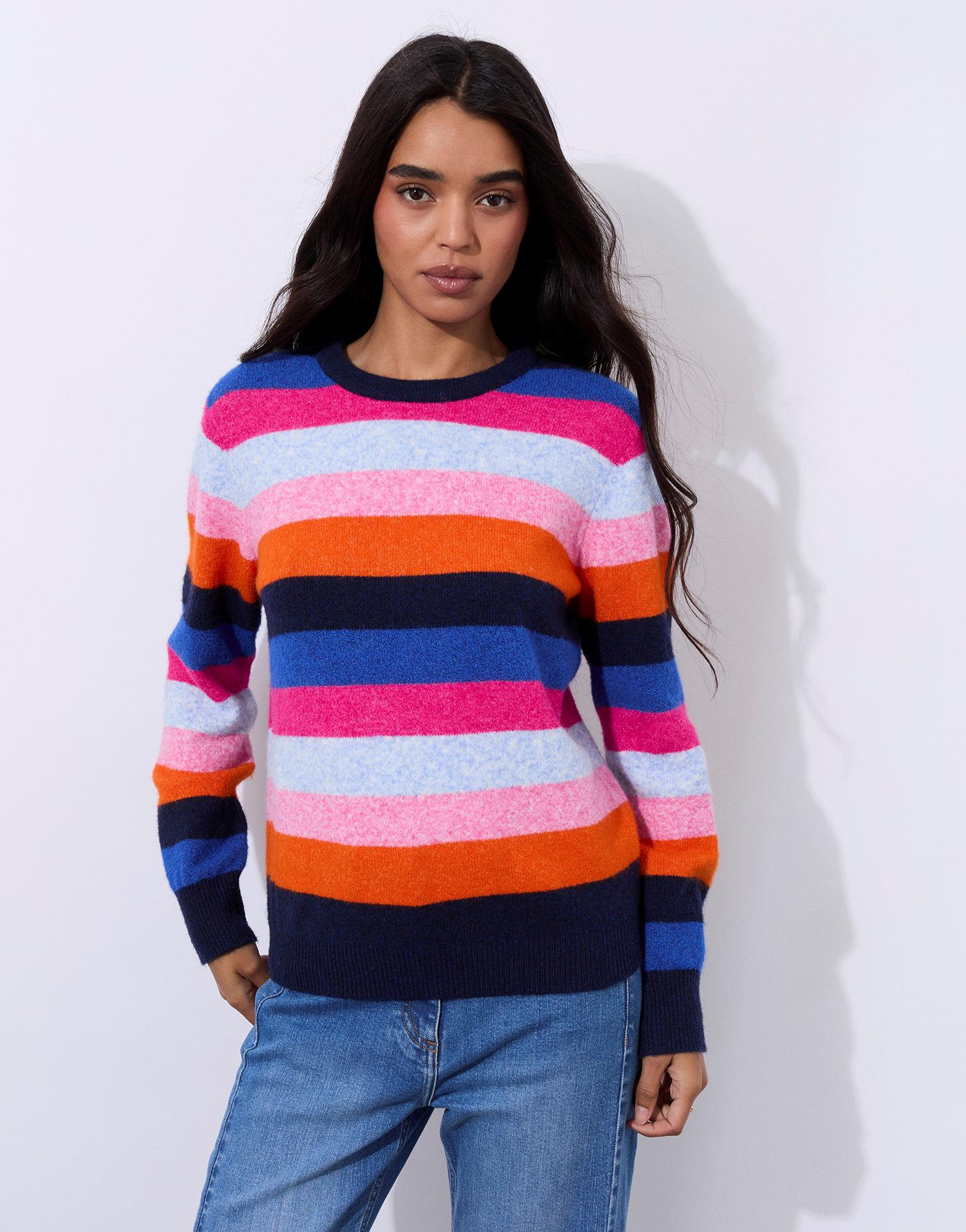 Pull épais en mélange laine rayé