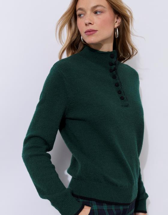 Pull épais uni décoré