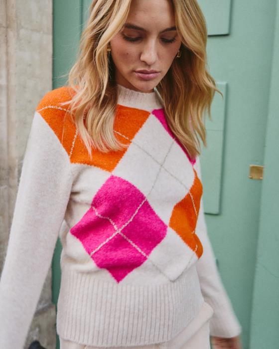 Pull épais en mélange laine jacquard