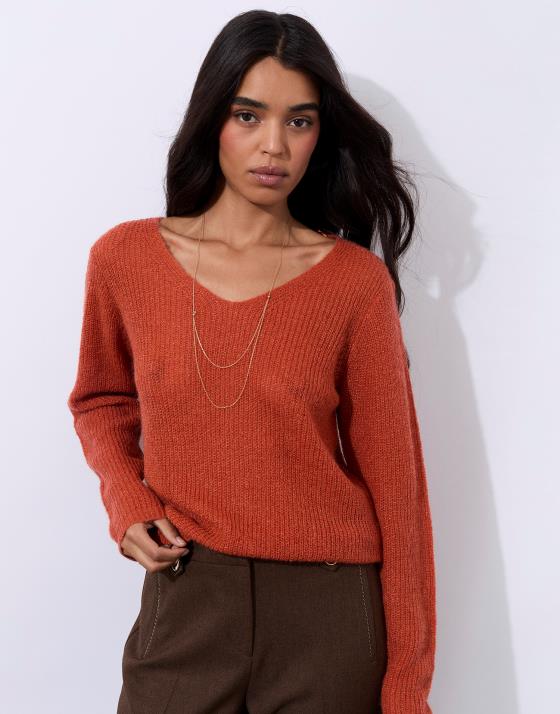 Pull épais en mélange mohair uni