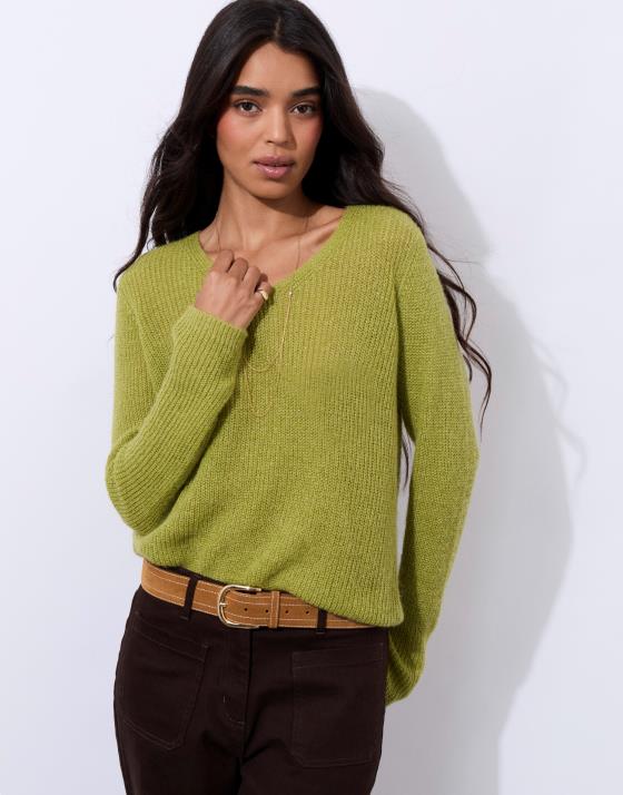 Pull épais en mélange mohair uni