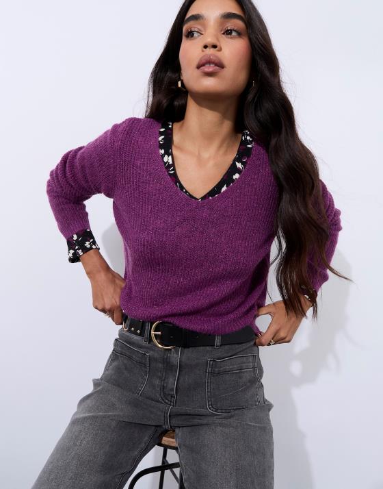 Pull épais en mélange mohair uni