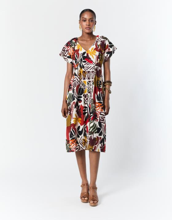 Robe midi imprimé graphique