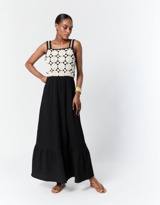 Robe longue Unie décorée