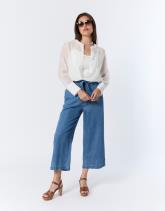 Pantalon cropped large uni