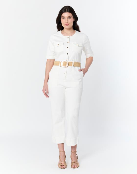 Combinaison cropped droite uni