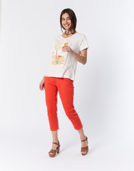 Pantalon Capri slim uni