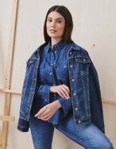 Veste courte en denim unie