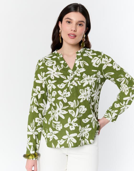Blouse manches longues imprimé à fleurs