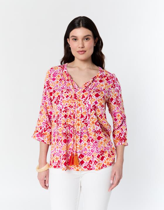 Blouse manches 3/4 imprimé graphique