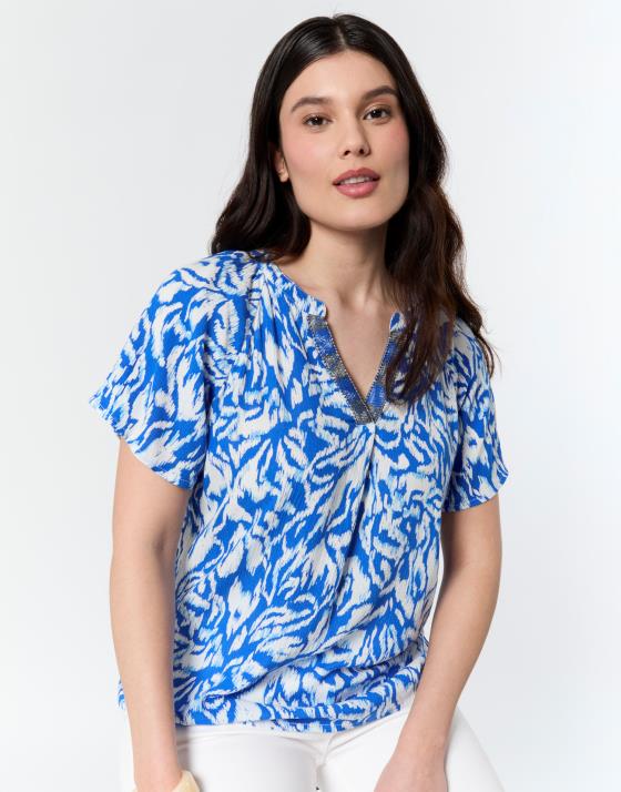 Blouse manches courtes imprimé à fleurs