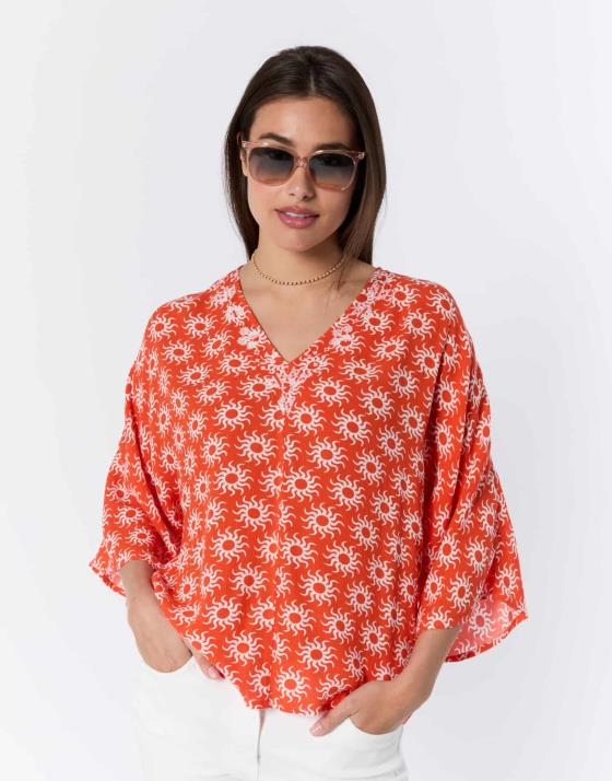 Blouse manches 3/4 imprimée