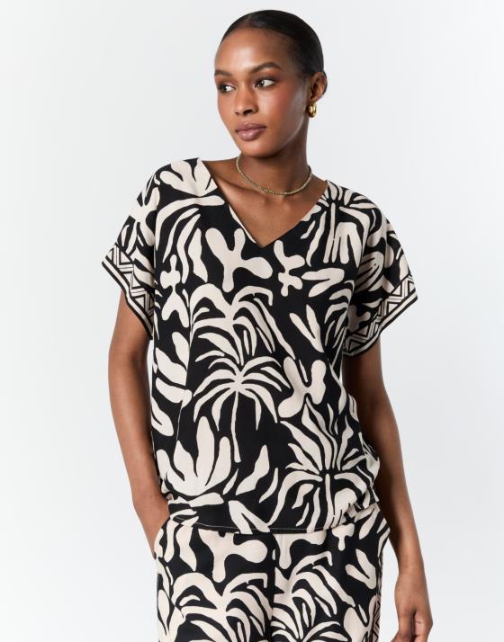 Blouse manches 3/4 imprimée