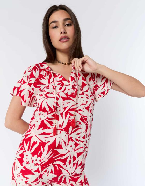 Blouse manches courtes imprimé à fleurs
