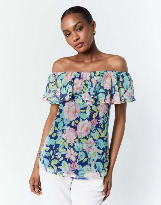 Blouse sans manche imprimé à fleurs