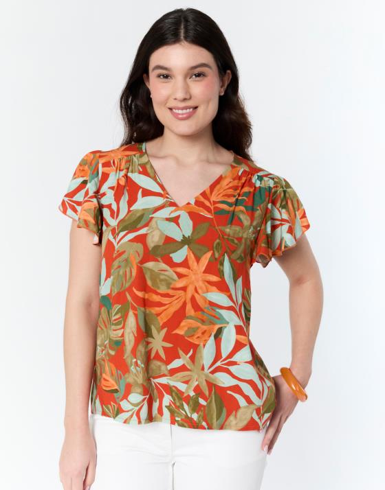 Blouse manches courtes imprimé à fleurs