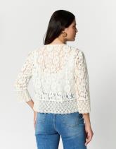 Gilet manches 3/4 en dentelle uni