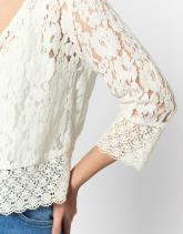 Gilet manches 3/4 en dentelle uni
