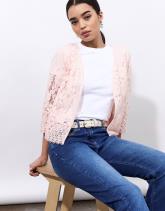 Gilet manches 3/4 en dentelle uni